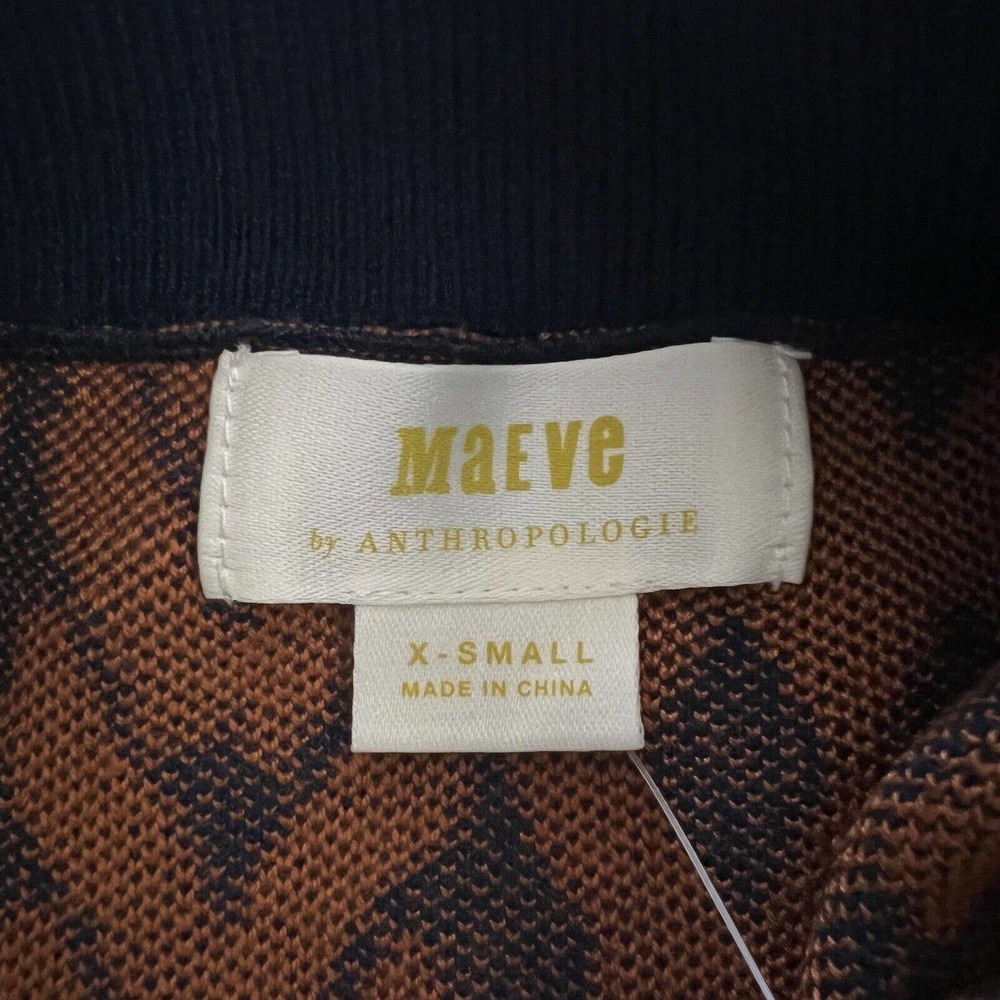 NWT Anthropologie Maeve Navy Blue Motif Orange Knit Knee Length Pencil Skirt XS - Picture 5 of 8